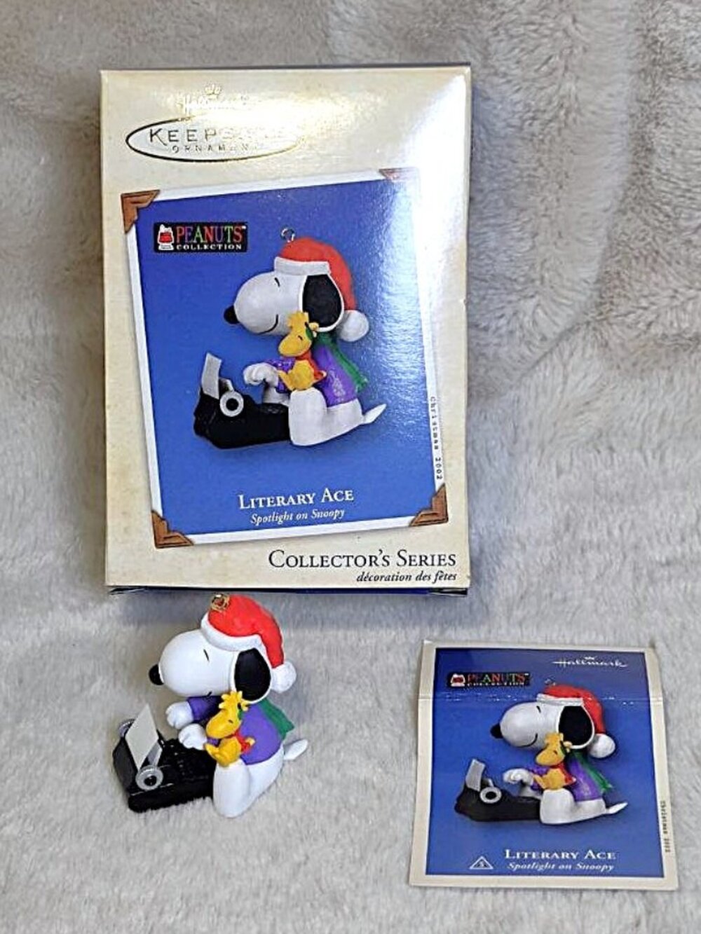 Literary Ace Snoopy Holiday Ornament - Hallmark Keepsake 2002 Christmas Peanuts